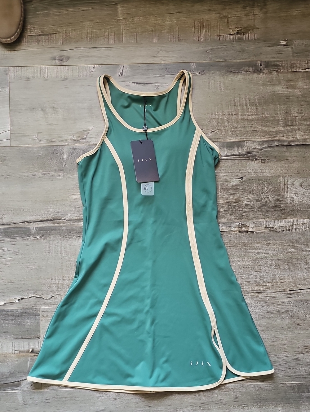 Born Size S Teal Tank Dress with Cream Colour Trim Spain Tennis Yoga